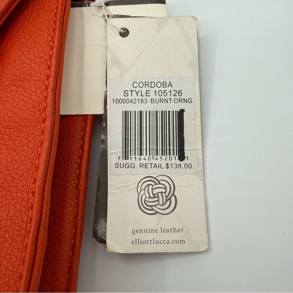 Elliott Lucca Cordoba Orange Leather Shoulder/Clutch with Gold-Toned Closure - Picture 10 of 17